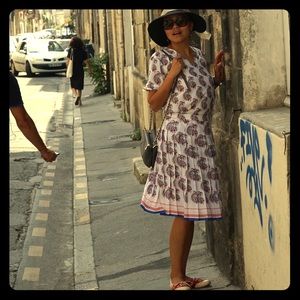 Banana Republic pink/white floral flare skirt set